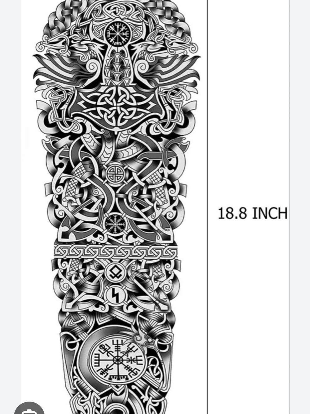 Intricate Viking Nordic Full Sleeve Tattoo - Black Ink Design - Picture 3 of 3